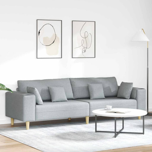 vidaXL Soffa med kudde Ljusgrå 250 x 77 x 76 cm tyg - Soffor
