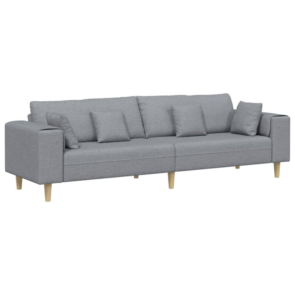 Produktbild för Soffa med kudde Ljusgrå 250 x 77 x 76 cm tyg