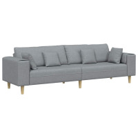 Produktbild för Soffa med kudde Ljusgrå 250 x 77 x 76 cm tyg