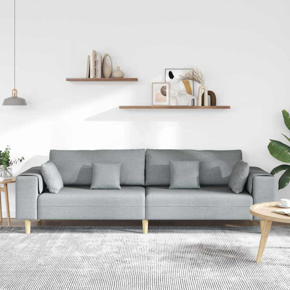 Produktbild för Soffa med kudde Ljusgrå 250 x 77 x 76 cm tyg