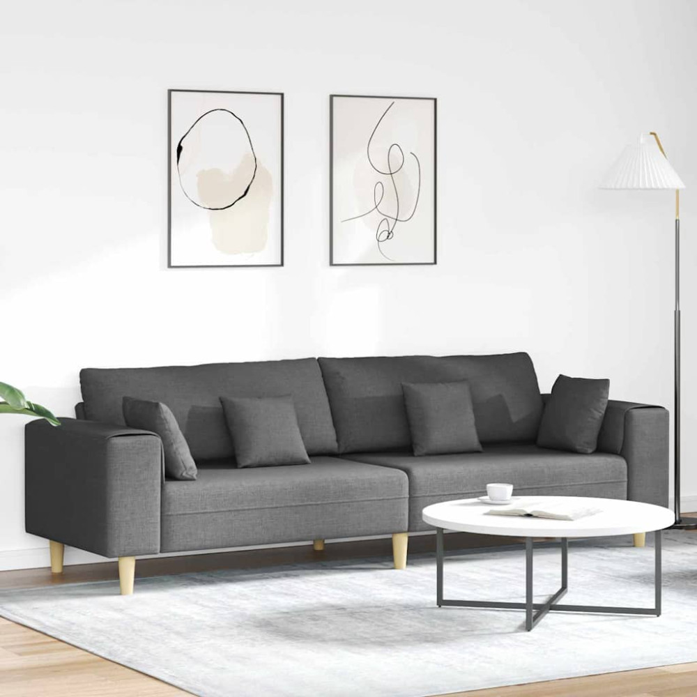 Produktbild för Soffa med kudde Mörkgrå 250 x 77 x 76 cm tyg