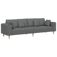 Produktbild för Soffa med kudde Mörkgrå 250 x 77 x 76 cm tyg