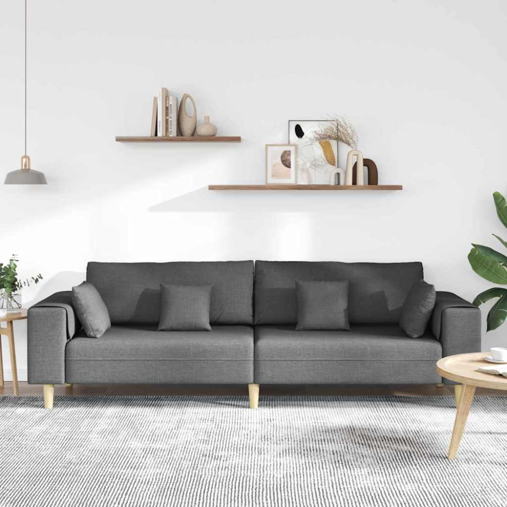 Produktbild för Soffa med kudde Mörkgrå 250 x 77 x 76 cm tyg