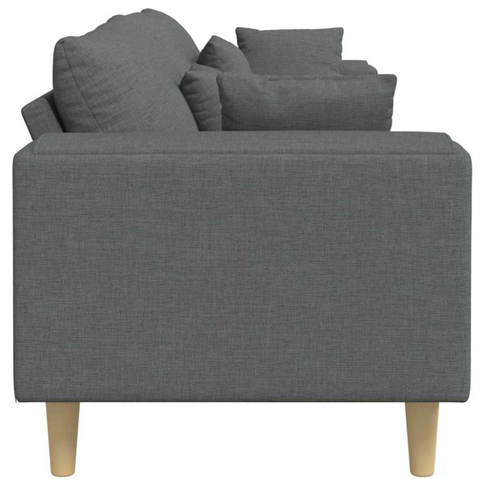 Produktbild för Soffa med kudde Mörkgrå 250 x 77 x 76 cm tyg