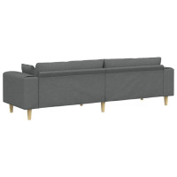Produktbild för Soffa med kudde Mörkgrå 250 x 77 x 76 cm tyg