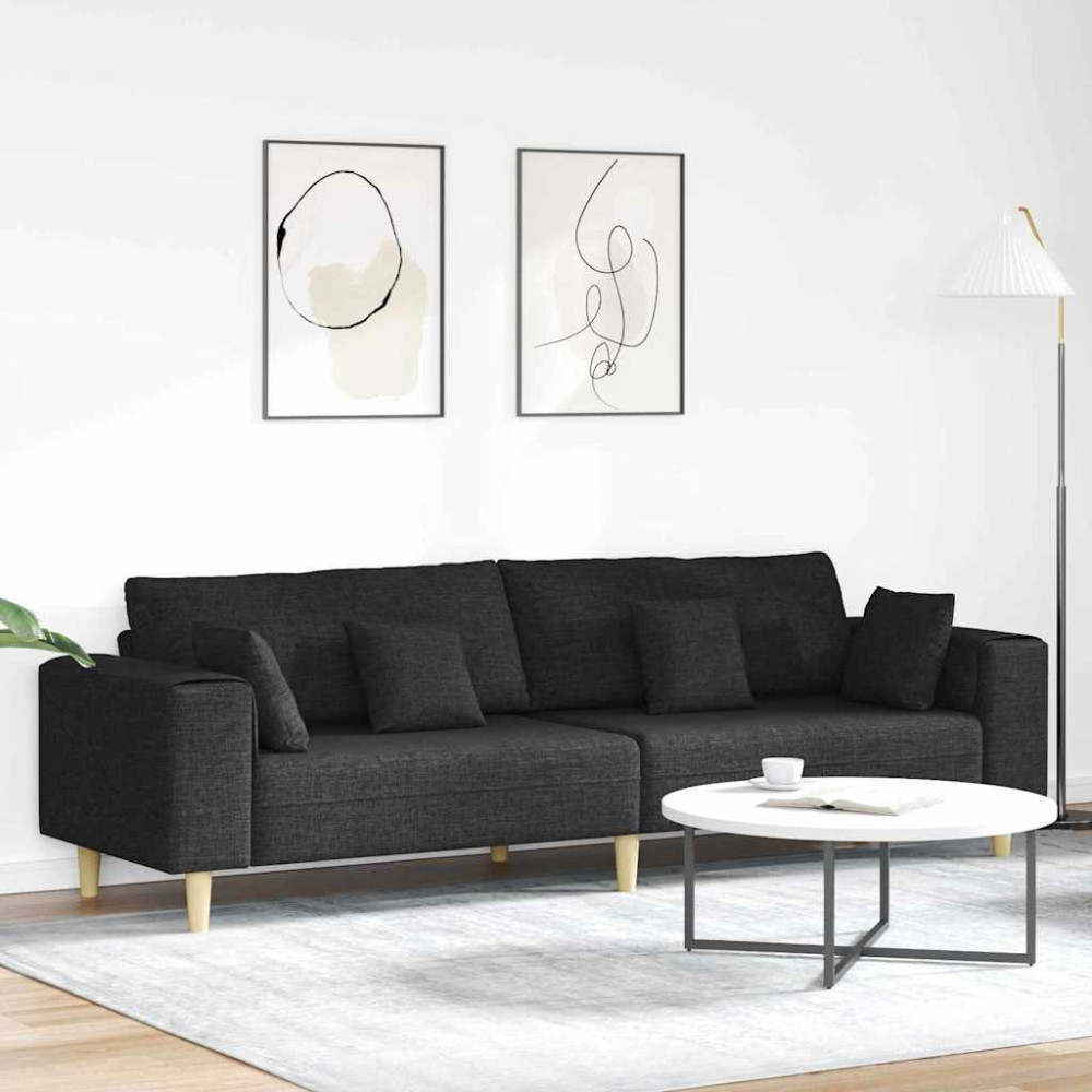 Produktbild för Soffa med kudde Svart 250 x 77 x 76 cm tyg
