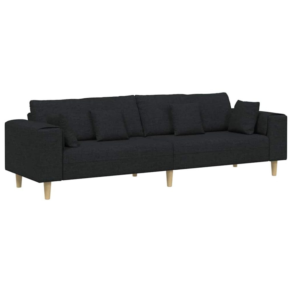 Produktbild för Soffa med kudde Svart 250 x 77 x 76 cm tyg
