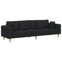 Produktbild för Soffa med kudde Svart 250 x 77 x 76 cm tyg