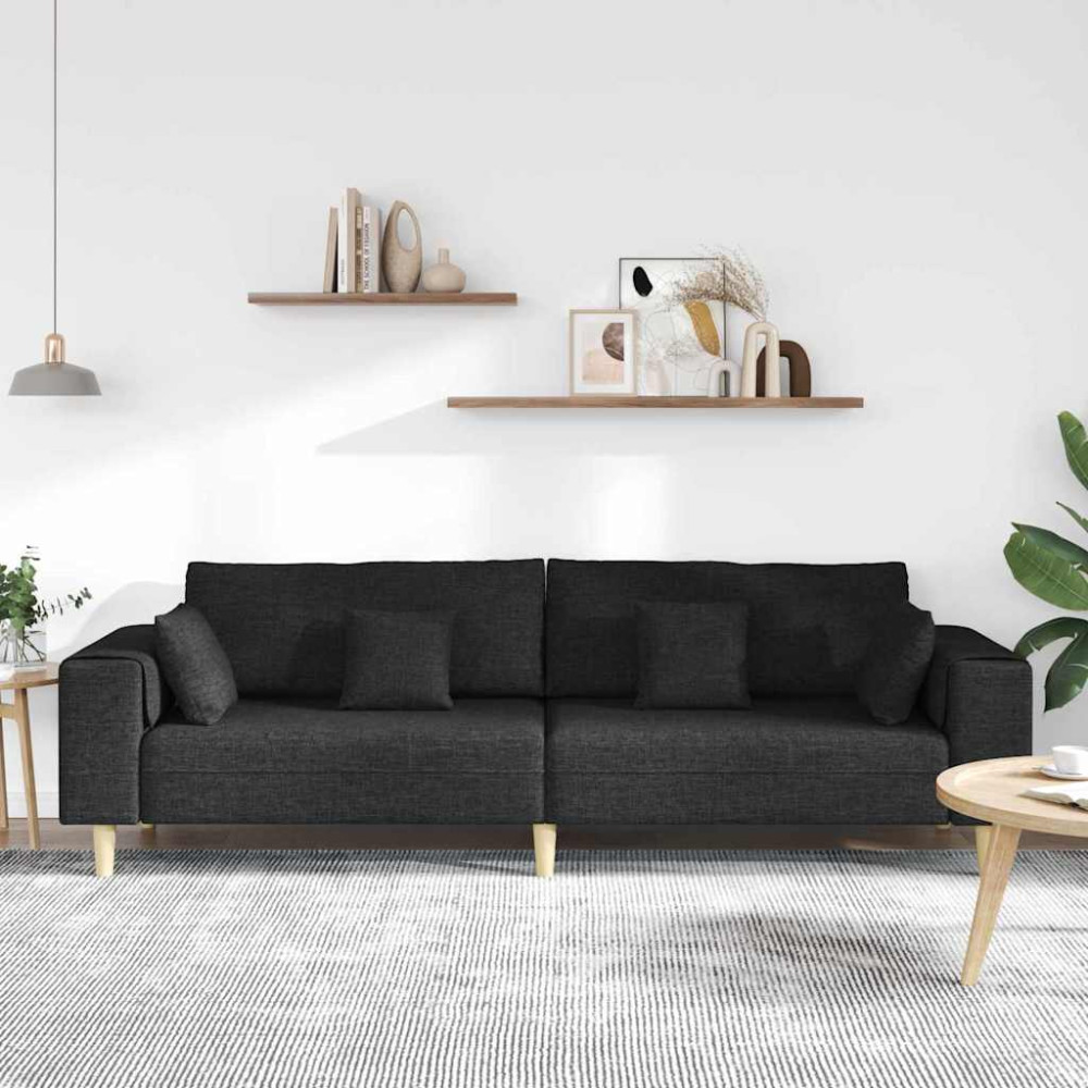 Produktbild för Soffa med kudde Svart 250 x 77 x 76 cm tyg