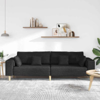Produktbild för Soffa med kudde Svart 250 x 77 x 76 cm tyg