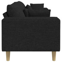 Produktbild för Soffa med kudde Svart 250 x 77 x 76 cm tyg
