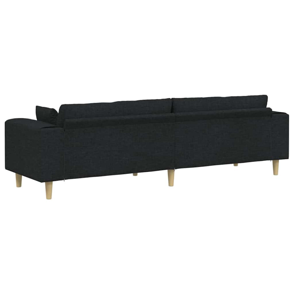 Produktbild för Soffa med kudde Svart 250 x 77 x 76 cm tyg