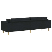 Produktbild för Soffa med kudde Svart 250 x 77 x 76 cm tyg