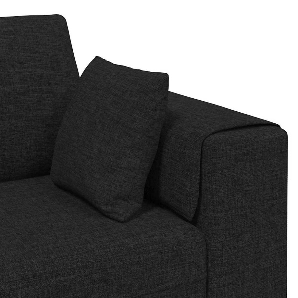 Produktbild för Soffa med kudde Svart 250 x 77 x 76 cm tyg
