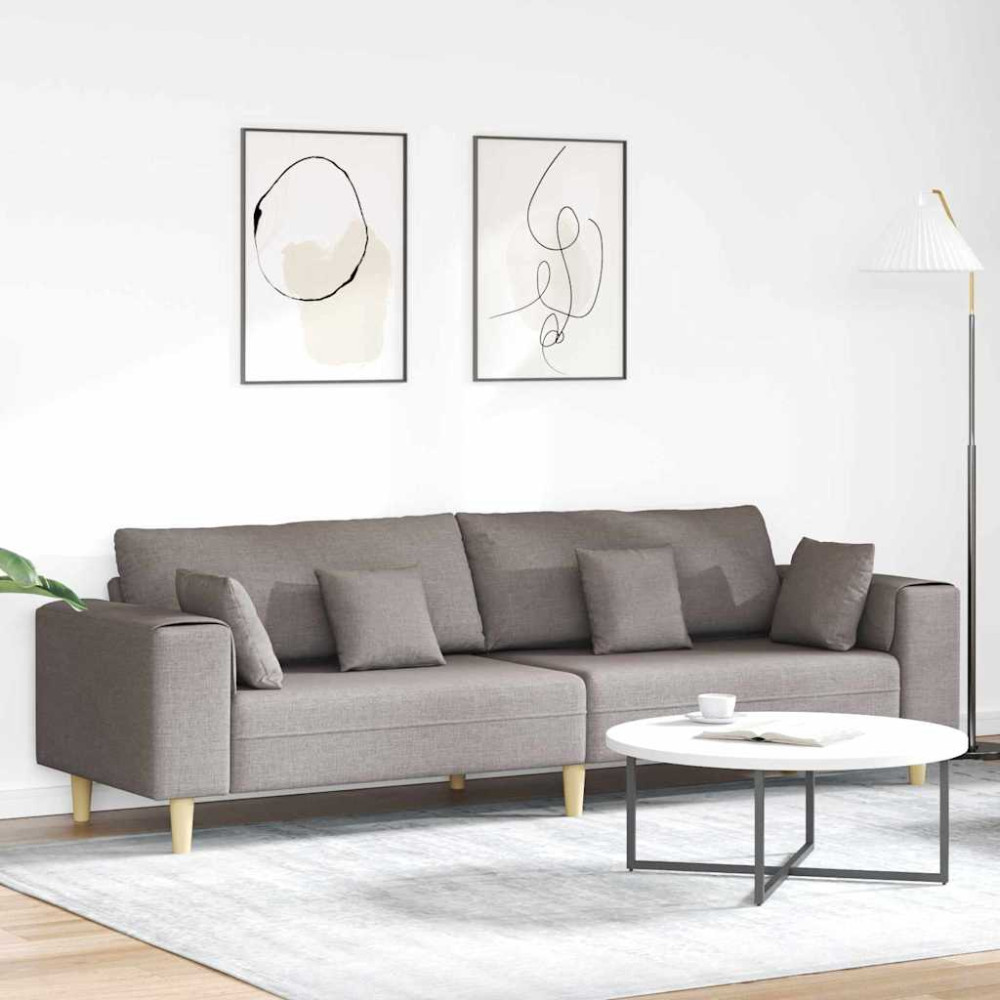 Produktbild för Soffa med kudde Taupe 250 x 77 x 76 cm tyg