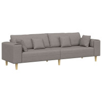 Produktbild för Soffa med kudde Taupe 250 x 77 x 76 cm tyg