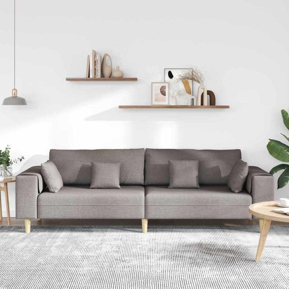 Produktbild för Soffa med kudde Taupe 250 x 77 x 76 cm tyg