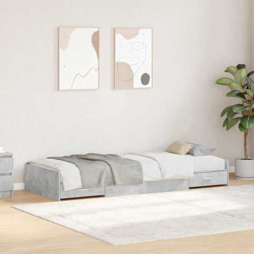 vidaXL Sängram med huvudgavel Betonggrå 75 x 190 cm Konstruerat trä