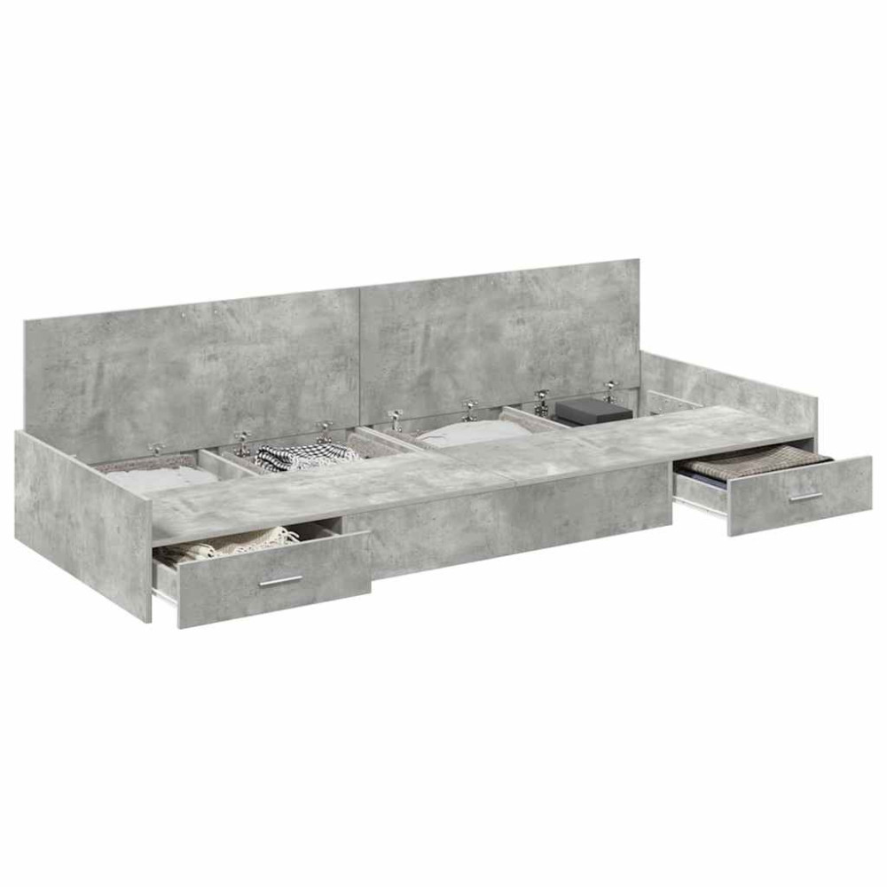 Produktbild för Sängram med huvudgavel Betonggrå 75 x 190 cm Konstruerat trä