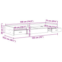 Produktbild för Sängram med huvudgavel Betonggrå 75 x 190 cm Konstruerat trä