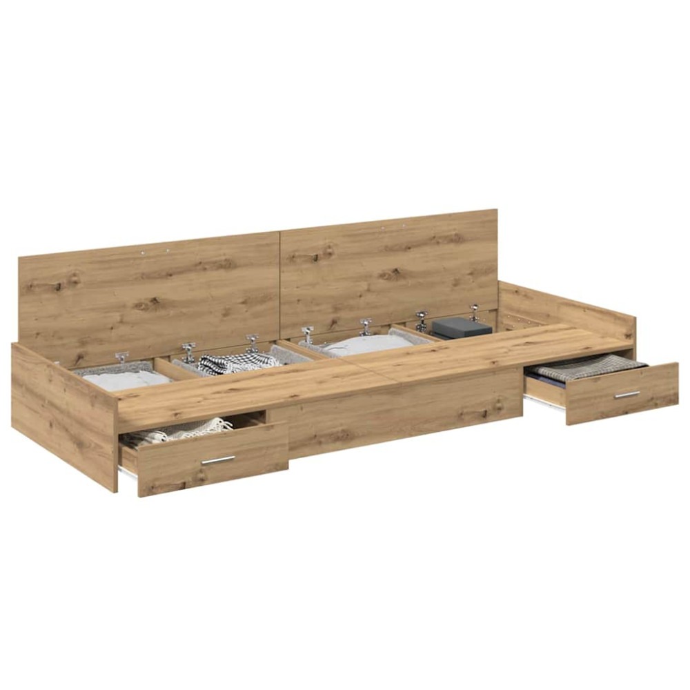 Produktbild för Sängram med låda Artisan Ek 75 x 190 cm Konstruerat trä