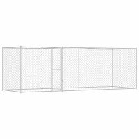 Produktbild för Hundbur Silver 600 x 200 x 200 cm Galvaniserat Stål