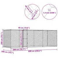 Produktbild för Hundbur Silver 600 x 200 x 200 cm Galvaniserat Stål
