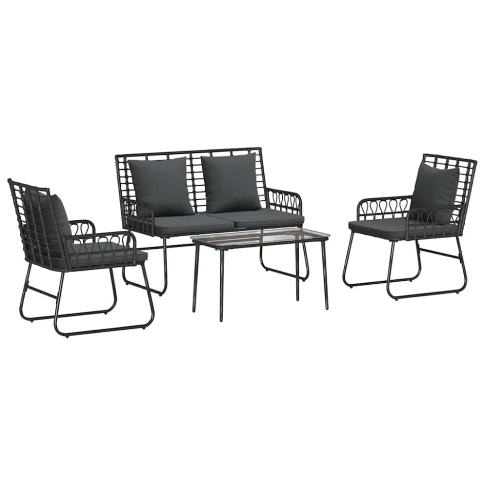 Produktbild för Trädgårdsmöbelset 4 pcs Svart och Anthracit konstrotting