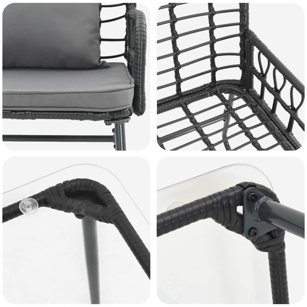Produktbild för Trädgårdsmöbelset 4 pcs Svart och Anthracit konstrotting