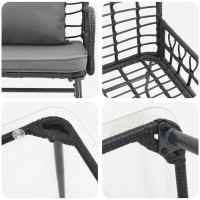 Produktbild för Trädgårdsmöbelset 4 pcs Svart och Anthracit konstrotting
