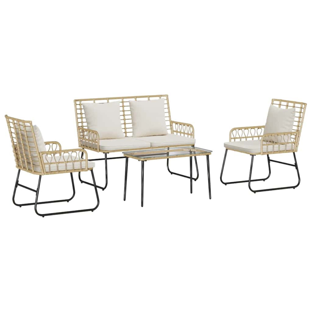 Produktbild för Trädgårdsmöbelset 4 pcs Svart och Anthracit konstrotting