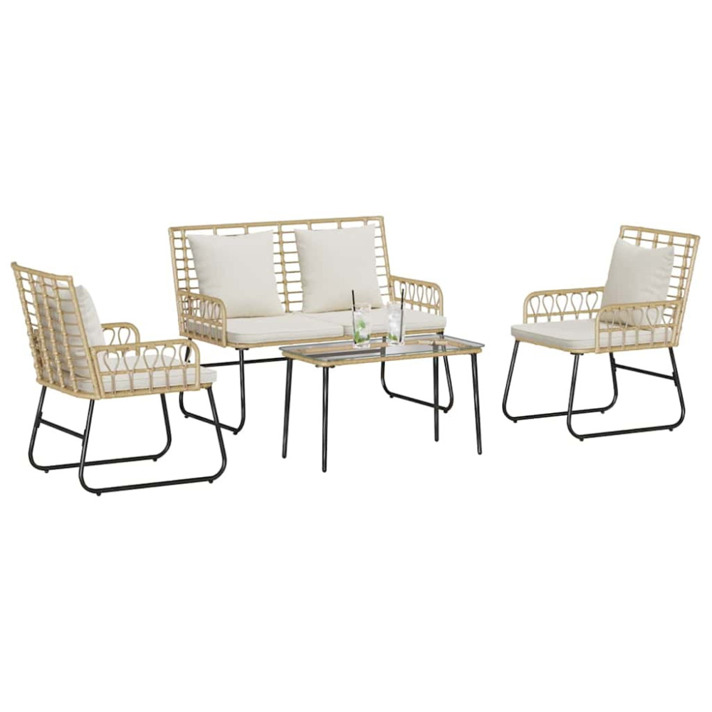 Produktbild för Trädgårdsmöbelset 4 pcs Svart och Anthracit konstrotting
