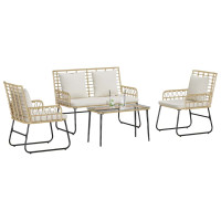 Produktbild för Trädgårdsmöbelset 4 pcs Svart och Anthracit konstrotting
