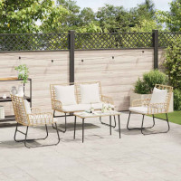 Produktbild för Trädgårdsmöbelset 4 pcs Svart och Anthracit konstrotting
