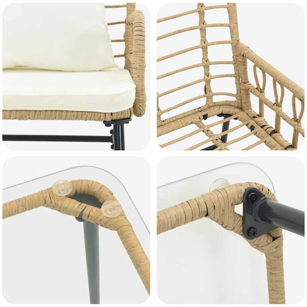 Produktbild för Trädgårdsmöbelset 4 pcs Svart och Anthracit konstrotting