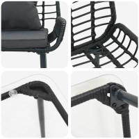 Produktbild för Trädgårdsmöbelset med kudde 4 pcs Svart och kräm konstrotting