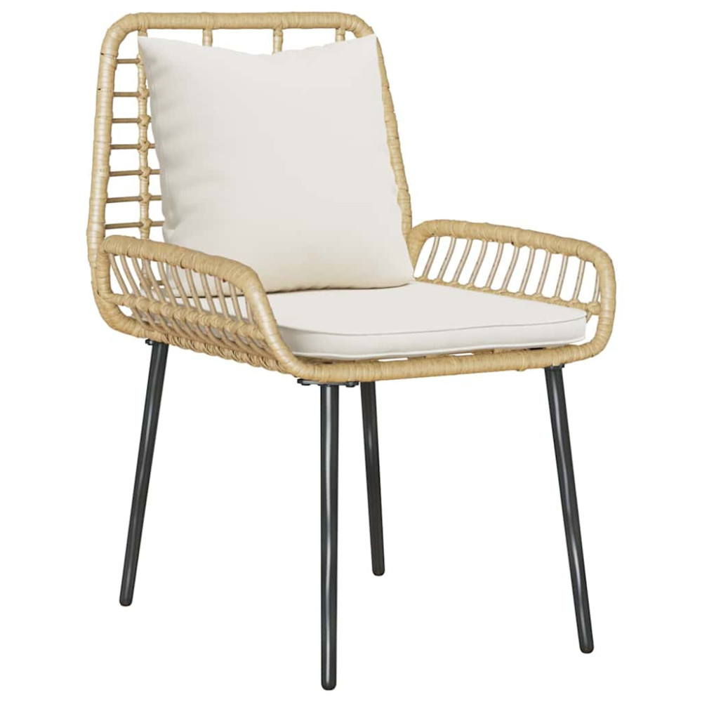 Produktbild för Trädgårdsmöbelset med kudde 4 pcs Svart och kräm konstrotting