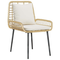 Produktbild för Trädgårdsmöbelset med kudde 4 pcs Svart och kräm konstrotting