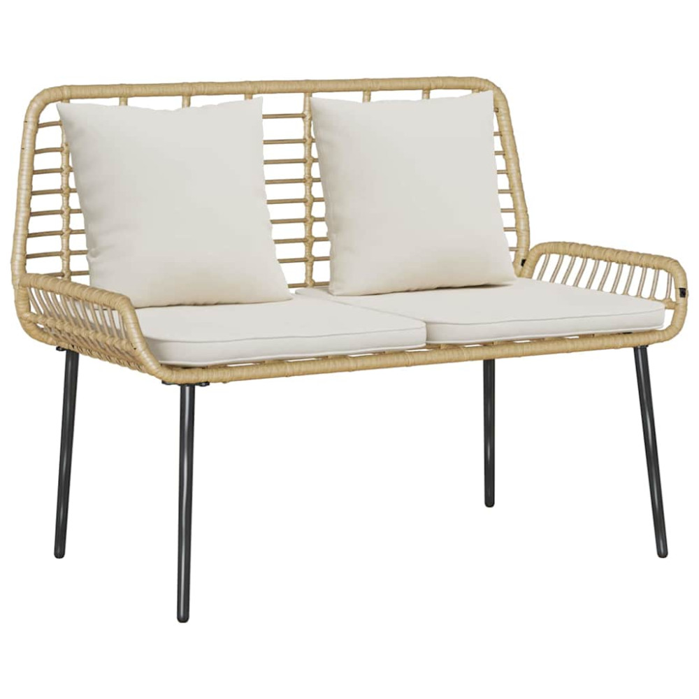 Produktbild för Trädgårdsmöbelset med kudde 4 pcs Svart och kräm konstrotting