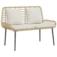 Produktbild för Trädgårdsmöbelset med kudde 4 pcs Svart och kräm konstrotting