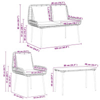 Produktbild för Trädgårdsmöbelset med kudde 4 pcs Svart och kräm konstrotting