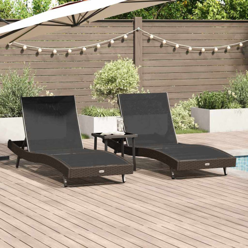 vidaXL Solstol 3 pcs Brun 197 x 70 x 82 cm konstrotting