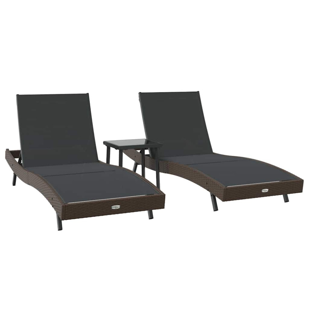 Produktbild för Solstol 3 pcs Brun 197 x 70 x 82 cm konstrotting
