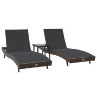 Produktbild för Solstol 3 pcs Brun 197 x 70 x 82 cm konstrotting