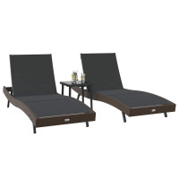 Produktbild för Solstol 3 pcs Brun 197 x 70 x 82 cm konstrotting
