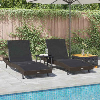 Produktbild för Solstol 3 pcs Brun 197 x 70 x 82 cm konstrotting