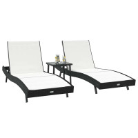Produktbild för Solstol 3 pcs Svart och Vitt 197 x 70 x 82 cm konstrotting
