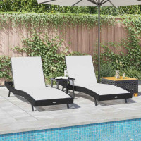 Produktbild för Solstol 3 pcs Svart och Vitt 197 x 70 x 82 cm konstrotting