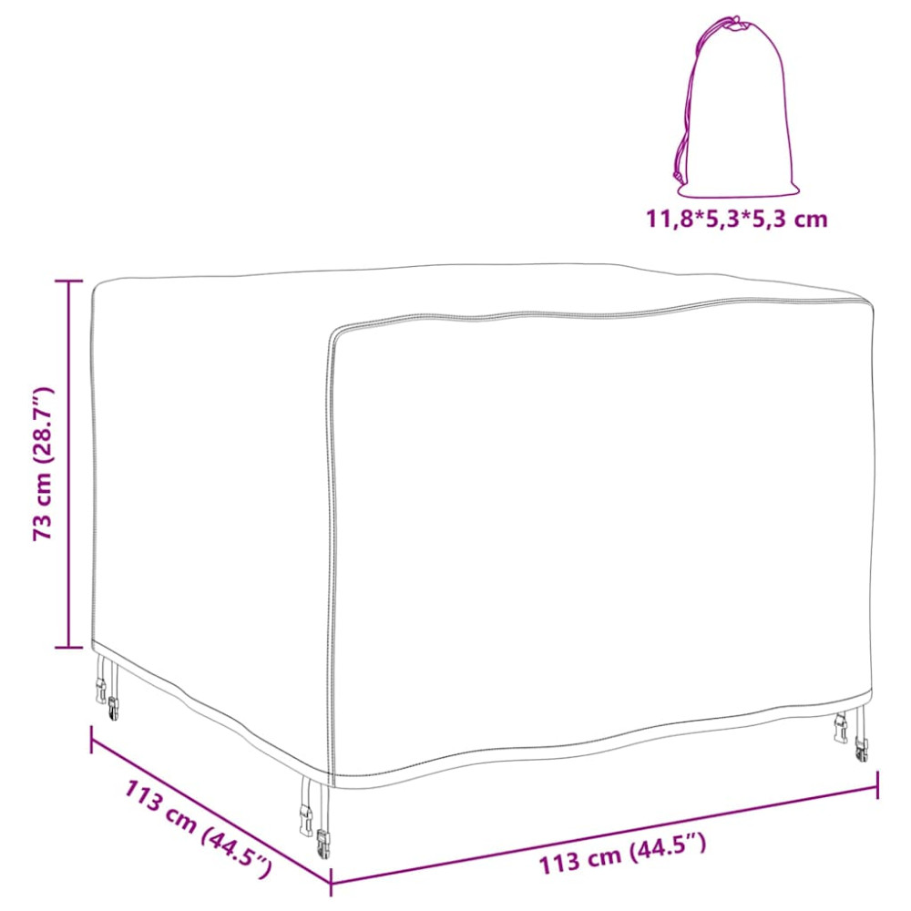 Produktbild för Möbelöverdrag Enfärgad Svart 113 x 113 x 73 cm 210D