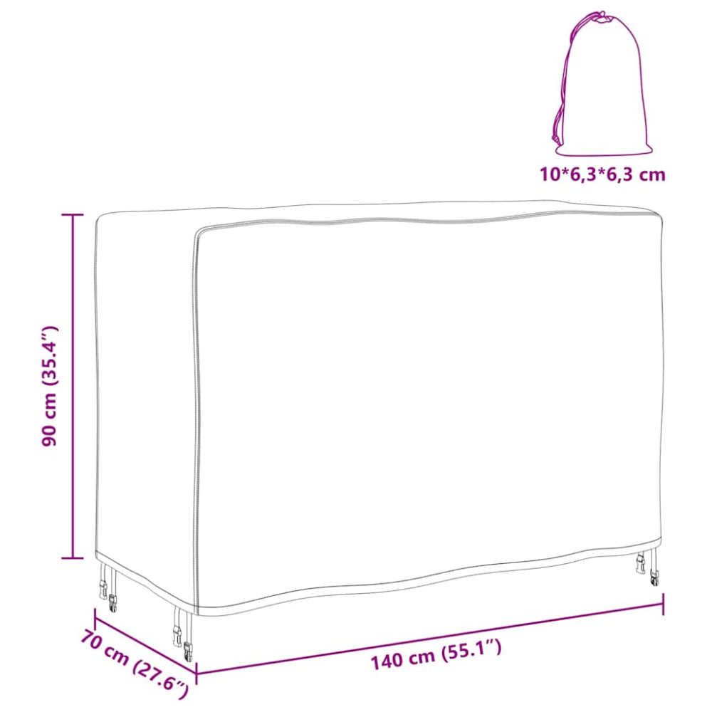 Produktbild för Möbelöverdrag Enfärgad Svart 140 x 70 x 90 cm 210D